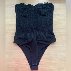 Revolve- Oskar Lace Bodysuit in Black by Bardot